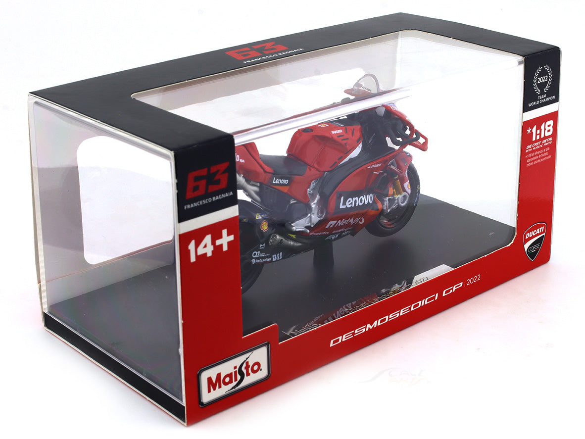 2022 Ducati Desmosecidi Lenovo team with coffee mug 1:18 Maisto diecast scale Model bike collectible
