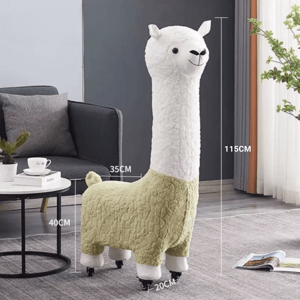 Multi-Purpose Alpaca Fleece Fabric Footstool with Wheels(115cm)