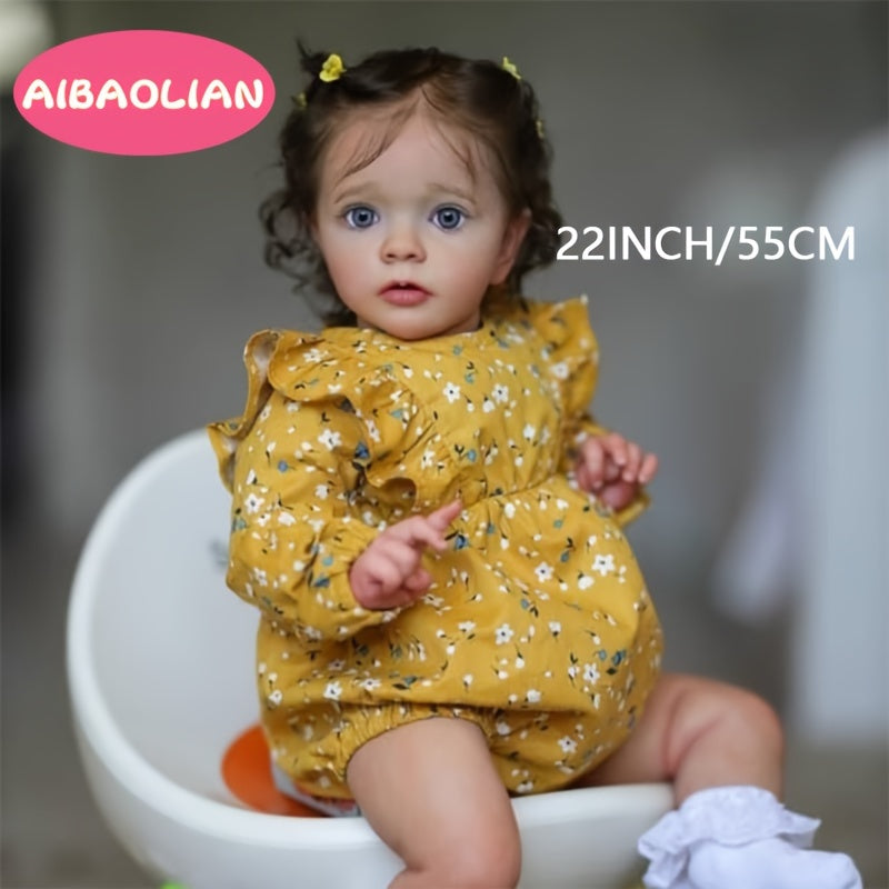 22 Inch Soft Silicone Vinyl Reborn Doll Lifelike Girl Toy Birthday Gift