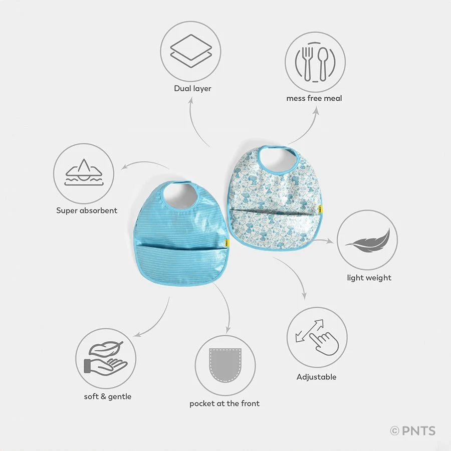 Peanuts™ Feeding Bib Blue Pack of 2