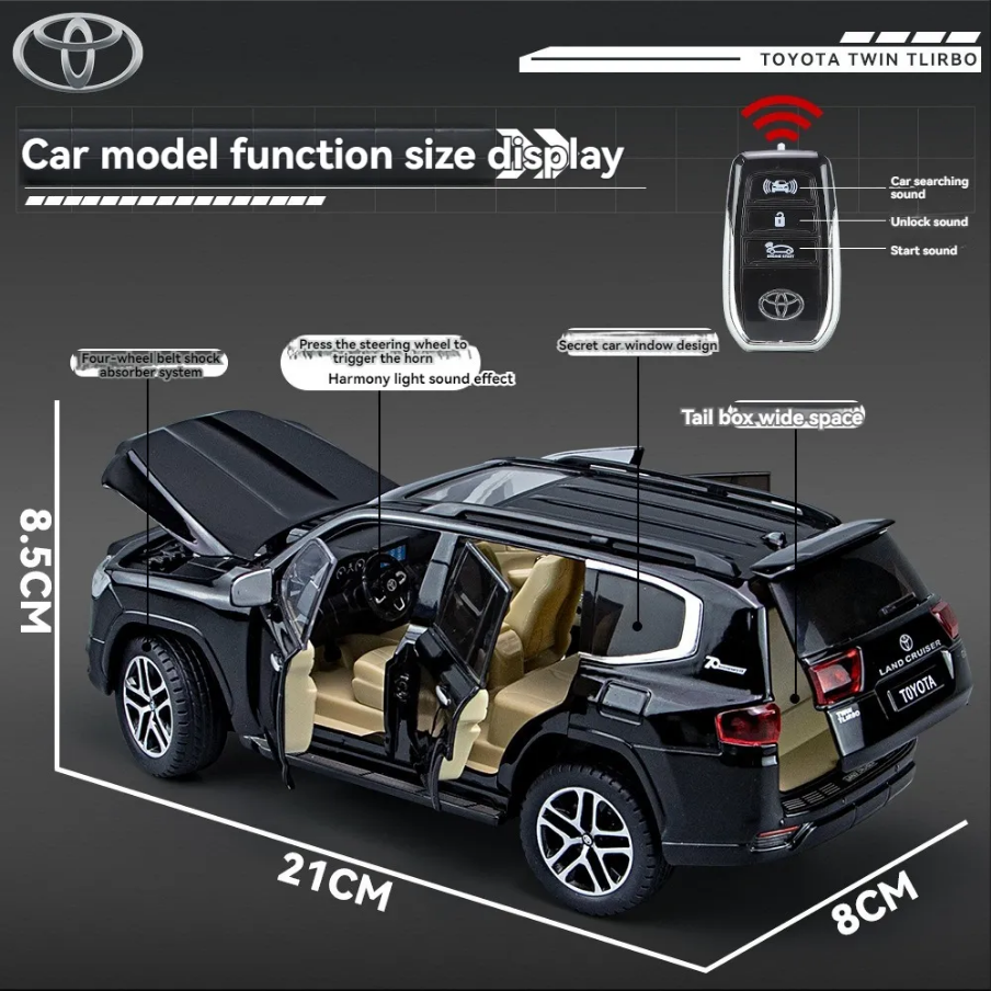 Land Cruiser with Key Remote Metal Diecast Car 1:24 (20x8 cm)