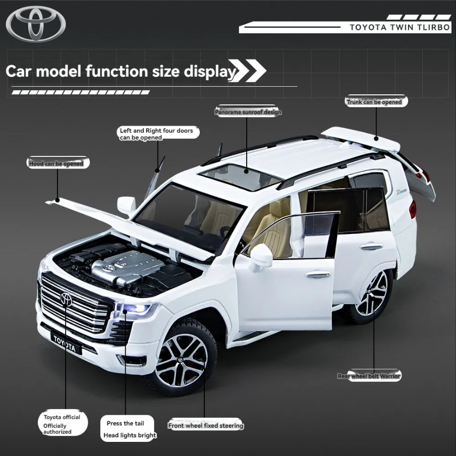 Land Cruiser with Key Remote Metal Diecast Car 1:24 (20x8 cm)